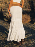 back view of model wearing Princess Polly Buttacupe Lace Maxi Skirt White Maxi 