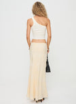 back view of model wearing Princess Polly Radiance Maxi Skirt Yellow Maxi 