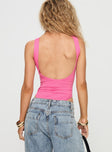 back view of model wearing Princess Polly Beresford Bodysuit Pink Sleeveless 