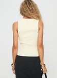 back view of model wearing Princess Polly Issues Top Yellow Sleeveless Scoop Neck 