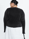 product Princess Polly Full Sleeves V-Neck  Marie Long Sleeve Top Black Curve