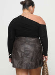 Domenic Faux Leather Mini Skirt Washed Black Curve