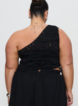 Sensua One Shoulder Top Black Sleeveless Asymmetric Neckline 