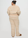 Read Your Mind Knit Pant Cream Stripe High Waisted Pants 