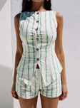 Therese Vest Set Green Stripe