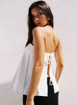 back view of model wearing Princess Polly Ethel Strapless Linen Top White Sleeveless straight 