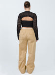 Front view of model wearing  front Princess Polly  The Niel Pants Beige