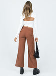 Front view of model wearing  front Princess Polly High Waisted Pants High Waisted Pants High Waisted Pants  Masefield Pants Brown