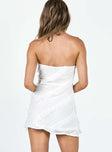 Front view of model wearing  front Princess Polly Square Neck  Lars Strapless Mini Dress White