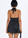 Front view of model wearing  front Princess Polly Square Neck  Lanier Mini Dress Black