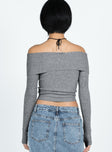 product Morley Off Shoulder Sweater Grey Marle Princess Polly  Long 