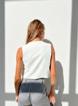 Front view of model wearing  front Princess Polly Sleeveless Square Neck  Lavine Vest Top White