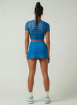 Front view of model wearing  front JGR & STN Cassie Micro Skirt Blue Princess Polly  Mini Skirts Mini Skirts 