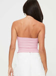 back view of model wearing Princess Polly Caridi Bodysuit Pink Sleeveless Sweetheart 