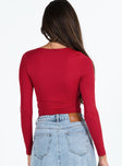 product Princess Polly Full Sleeves Asymmetric Neckline  Back In Time Long Sleeve Top Red