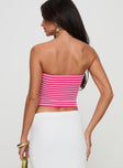 back view of model wearing Princess Polly Millert Tube Top Pink Sleeveless straight 