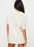 back view of model wearing Princess Polly Local Produce Tee White Half Sleeves Crew Neck 