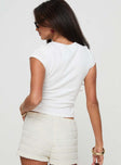 back view of model wearing Princess Polly Fruit Salad Tee White Multi Short Sleeves Crew Neck 