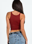 product Princess Polly Sleeveless Square Neck  Crueller Top Burgundy