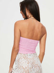 back view of model wearing Princess Polly Mani Top Pink Sleeveless Sweetheart 