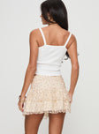 back view of model wearing Princess Polly Finlie Lace Rara Skirt Cream / Floral Mini Skirts 