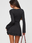 product Princess Polly Asymmetric Neckline  Canino Long Sleeve Mini Dress Black