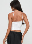 back view of model wearing Princess Polly Silverdale Top White Sleeveless Sweetheart 