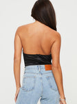 back view of model wearing Princess Polly Colben Strapless Bodysuit Black Sleeveless straight 