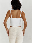 back view of model wearing Princess Polly Elyssa Cami White Sleeveless V-Neck 