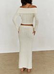 back view of model wearing Princess Polly Snuggle Boucle Maxi Skirt Cream Maxi 