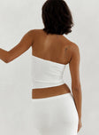 back view of model wearing Princess Polly Huckle Tube Top White Sleeveless straight 