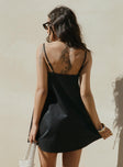 back view of model wearing Princess Polly Belong Together Mini Dress Black Tall Square Neck 