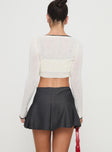 back view of model wearing Princess Polly Little Bow Peep Mini Skirt Grey Mini Skirts 