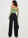 back view of model wearing Princess Polly Burnette Pants Black Tall High Waisted Pants 