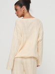 Homey Cable V Neck Sweater Cream