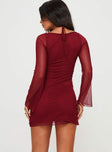 product Princess Polly High Neck  Bilbao Long Sleeve Mini Dress Burgundy