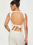 back view of model wearing Princess Polly Lilitina Top White Sleeveless High Neck 