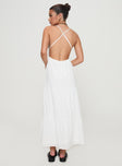 back view of model wearing Princess Polly Mckew Maxi Dress White V-Neck 