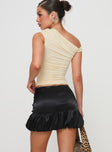 back view of model wearing Princess Polly Ravioli Bubble Hem Mini Skirt Black Mini Skirts 