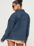 Denim bomber jacket Pointed collar, zip fastening down front, twin hip pockets, single button cuff