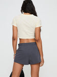 back view of model wearing Princess Polly Jorge Skort Charcoal High Waisted Shorts 