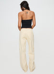 back view of model wearing Princess Polly Chicker Mid Rise Pants Beige Low Rise Pants 