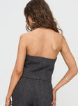 back view of model wearing Princess Polly Joshy Top Charcoal Sleeveless V-Neck 