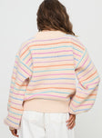 back view of model wearing Princess Polly Harmony Knit Sweater Multi Long 