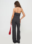 back view of model wearing Princess Polly Parks Pants Charcoal High Waisted Pants 