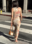 back view of model wearing Princess Polly Raminta Maxi Dress Multi Crew Neck 