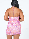 back view of model wearing Princess Polly Christoph Mini Dress Pink 