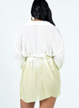 back view of model wearing Princess Polly Tune In Shirt Dress Green V-Neck 