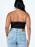 back view of model wearing Princess Polly Benko Strapless Bodysuit Black Sleeveless straight 