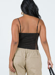 back view of model wearing Princess Polly Dagallo Mesh Bodysuit Black Sleeveless Sweetheart 